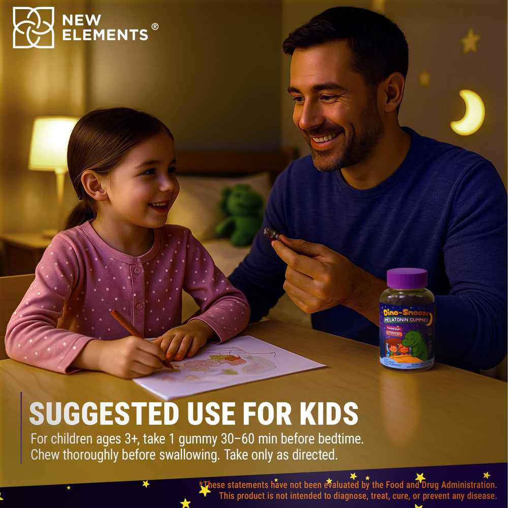 New Elements etiqueta con ingredientes magnesio glicinato y vitamina B6 destacada