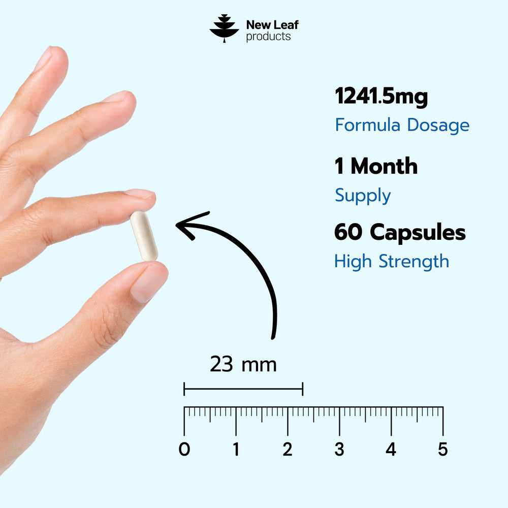 New Leaf etiqueta nutricional legible con valores y dosis por servicio