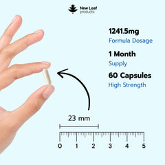 New Leaf etiqueta nutricional legible con valores y dosis por servicio