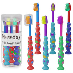 Newday cepillo frontal del paquete mostrando seis colores y ventosas, facilita orden y elección