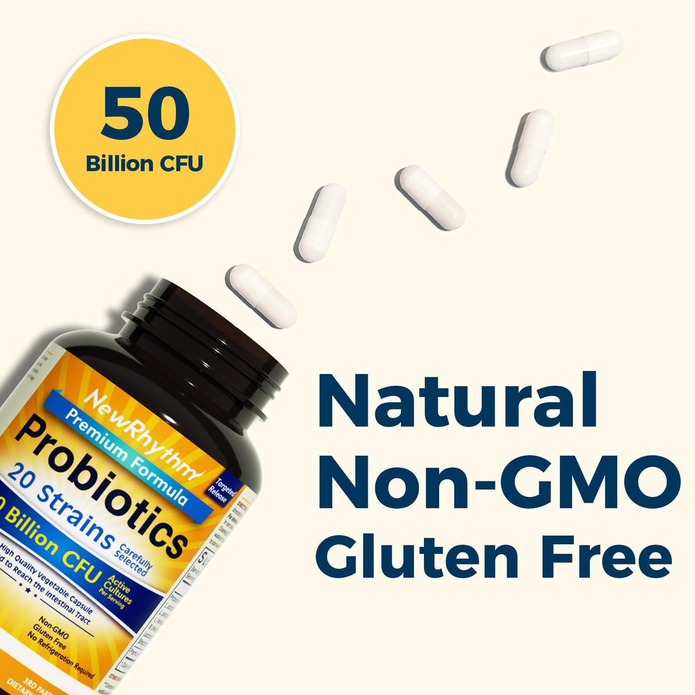 NewRhythm Probiotics, etiqueta detallada, información clara para elegir un probiótico.