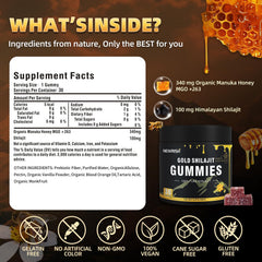 Newrish miel de Manuka y shilajit que ilustran sabor y origen natural