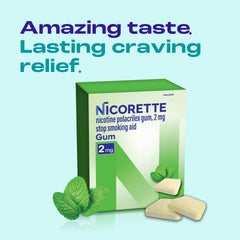 Nicorette caja abierta con 170 chicles vista interna para planificación