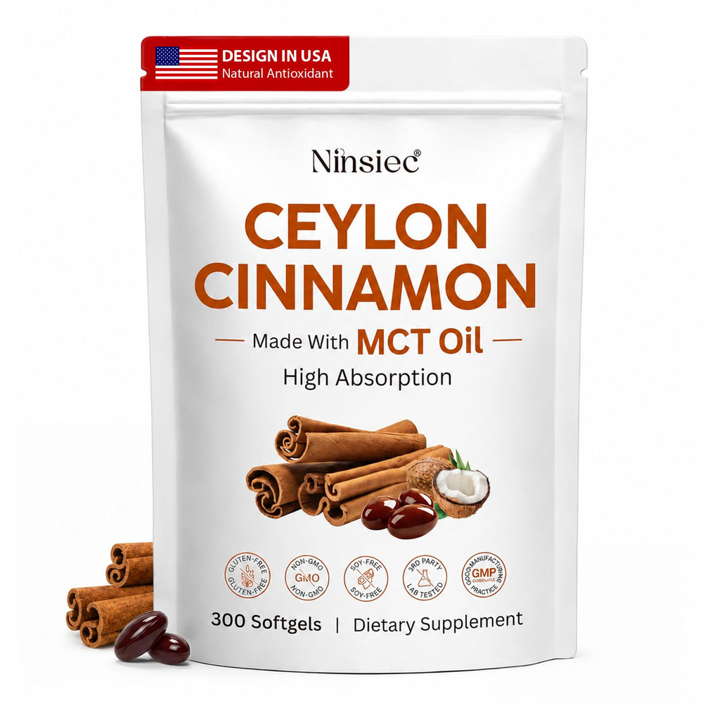 Ninsiec envase frontal claro que destaca 1200 mg y 300 softgels, confianza inmediata