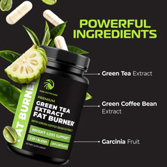 Nobi Nutrition primer plano de ingredientes: té verde y garcinia, alta potencia