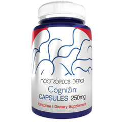 Nootropics Depot frasco frontal mostrando 60 cápsulas para enfoque