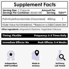 Cápsula de PEA Nootropics Depot en primer plano, fácil de tragar