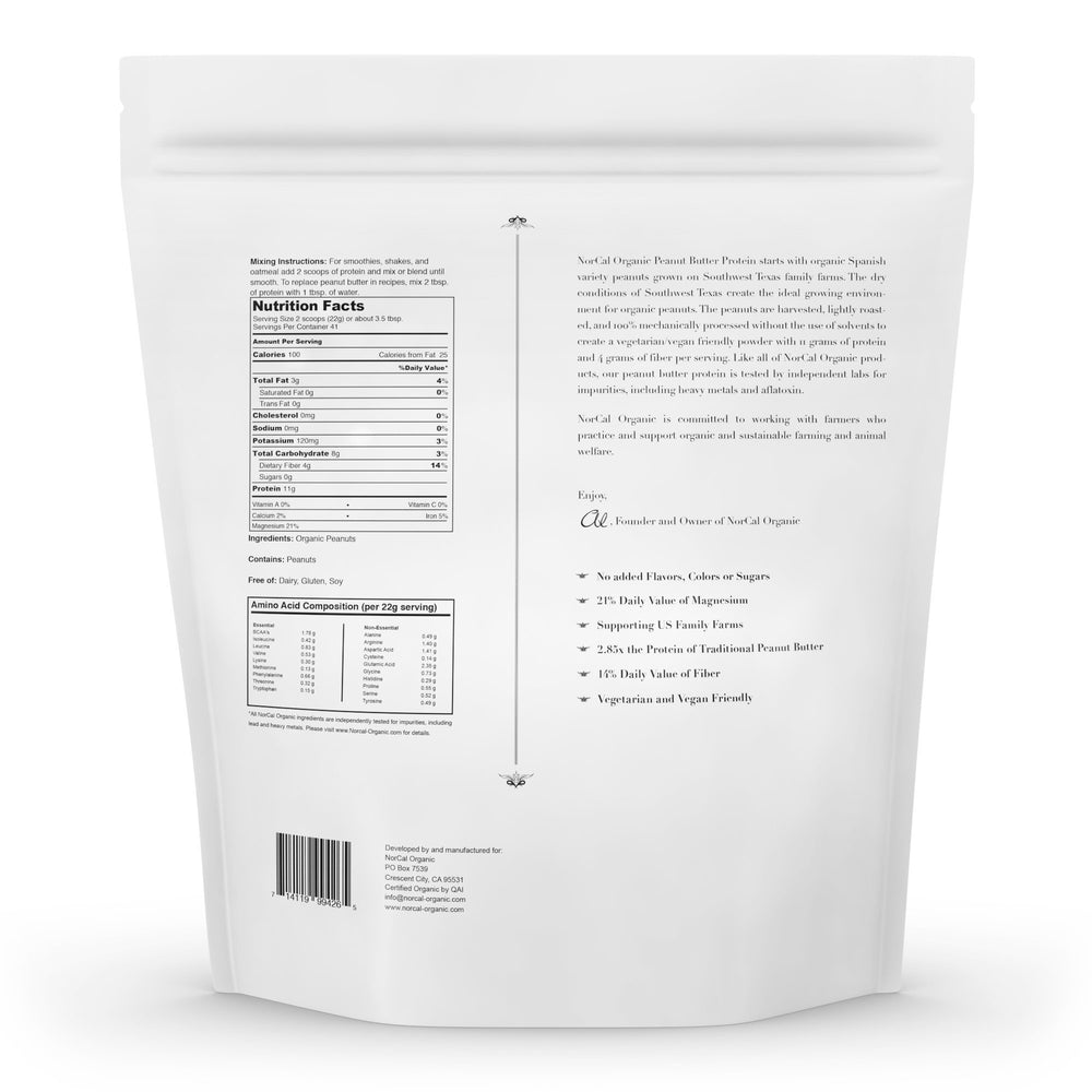 NorCal Organic polvo con textura fina, ideal para batidos y repostería