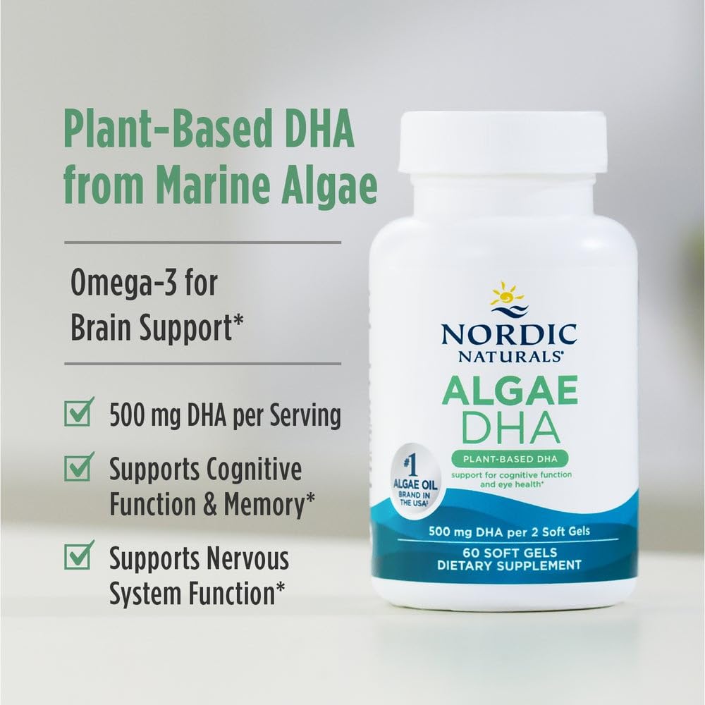Nordic Naturals Algae DHA sin lactosa para personas sensibles.