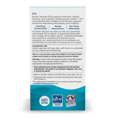 Nordic Naturals etiqueta con información de EPA, ingredientes y pruebas