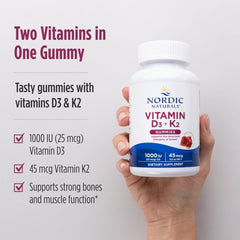 Nordic Naturals detalle de etiqueta y tabla nutricional con dosis D3 y K2