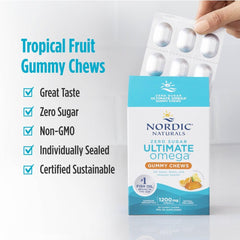 Etiqueta de Nordic Naturals con tabla nutricional y sellos de pureza certificados