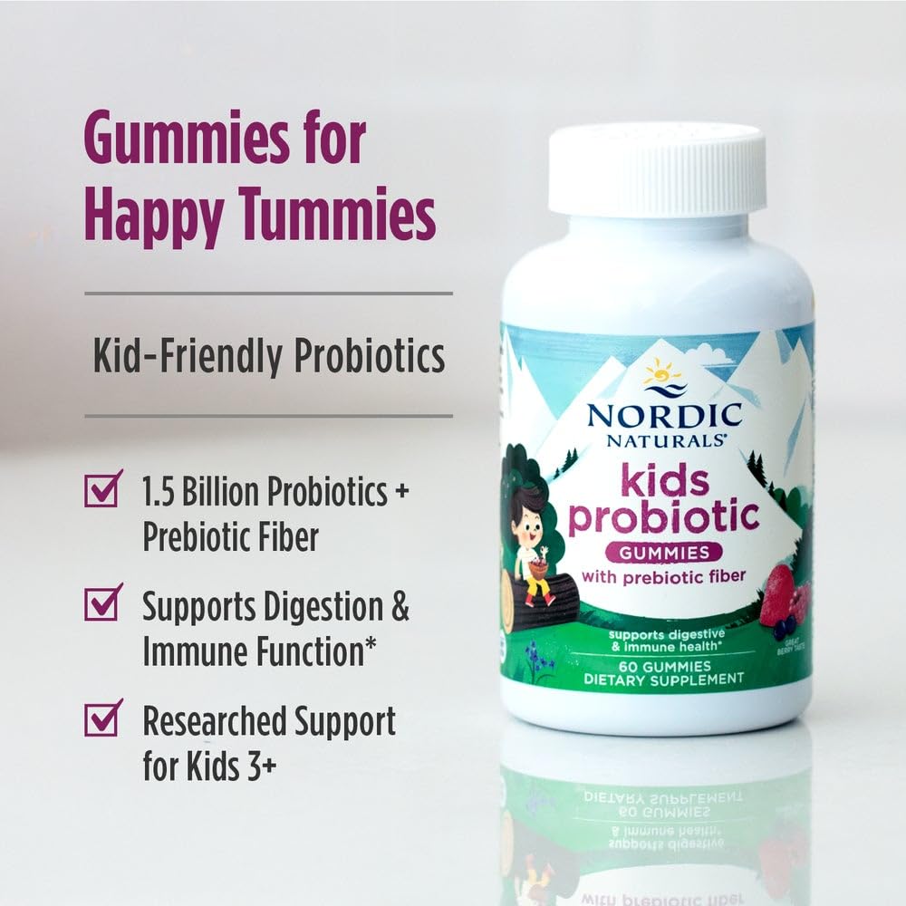 Nordic Naturals Kids Flora Gummies vegan and gluten- and dairy-free badge on the label