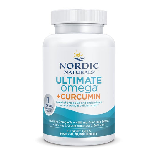 Nordic Naturals frasco frontal mostrando etiqueta clara y beneficios