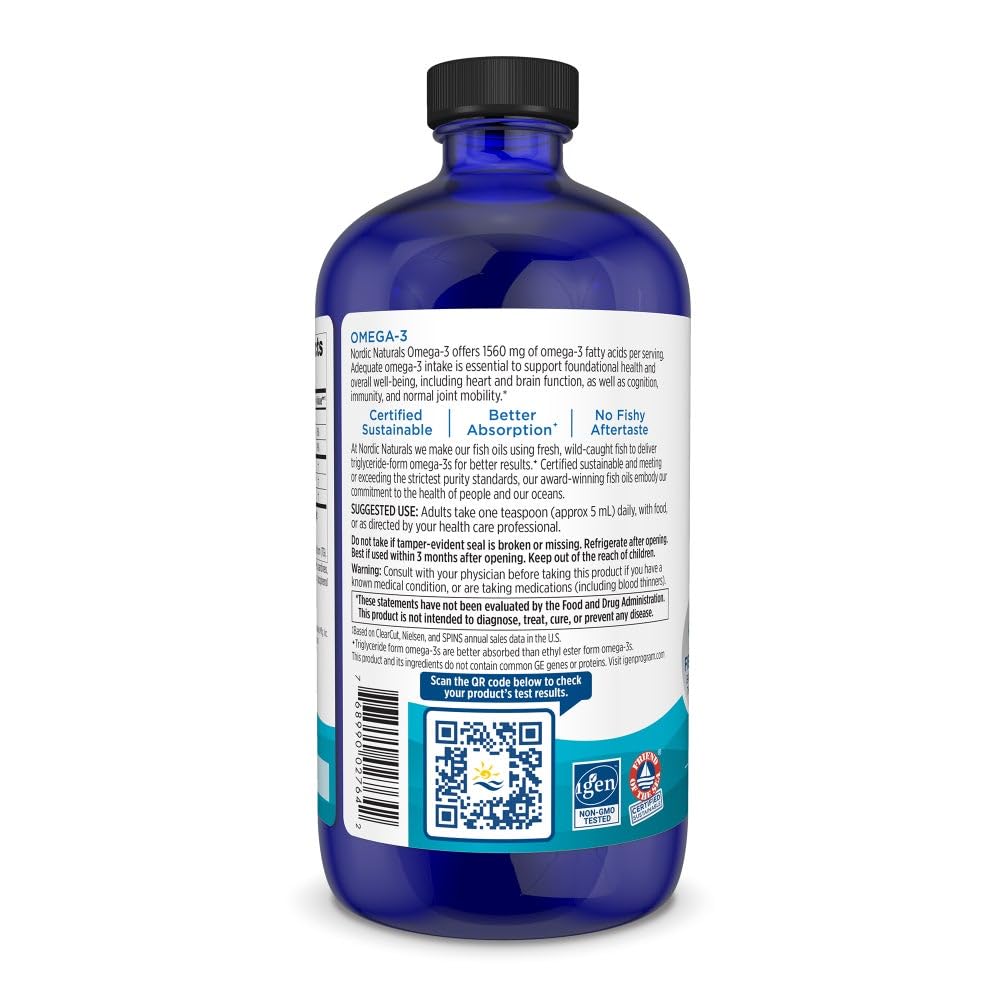 Botella Nordic Naturals 16 oz sobre mesa para comparar tamaño y rendimiento