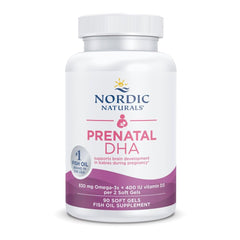 Nordic Naturals envase frontal mostrando la fórmula prenatal y beneficios