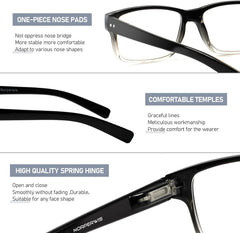 NORPERWIS gafas en uso mientras se lee un libro, confort prolongado y soporte visual