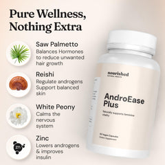 Nourished AndroEase Plus cápsula en la mano demostrando uso diario sencillo