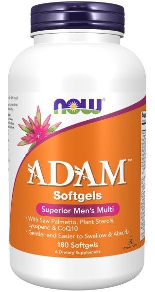 NOW Foods detalle de softgel Adam™ resaltando absorción de nutrientes
