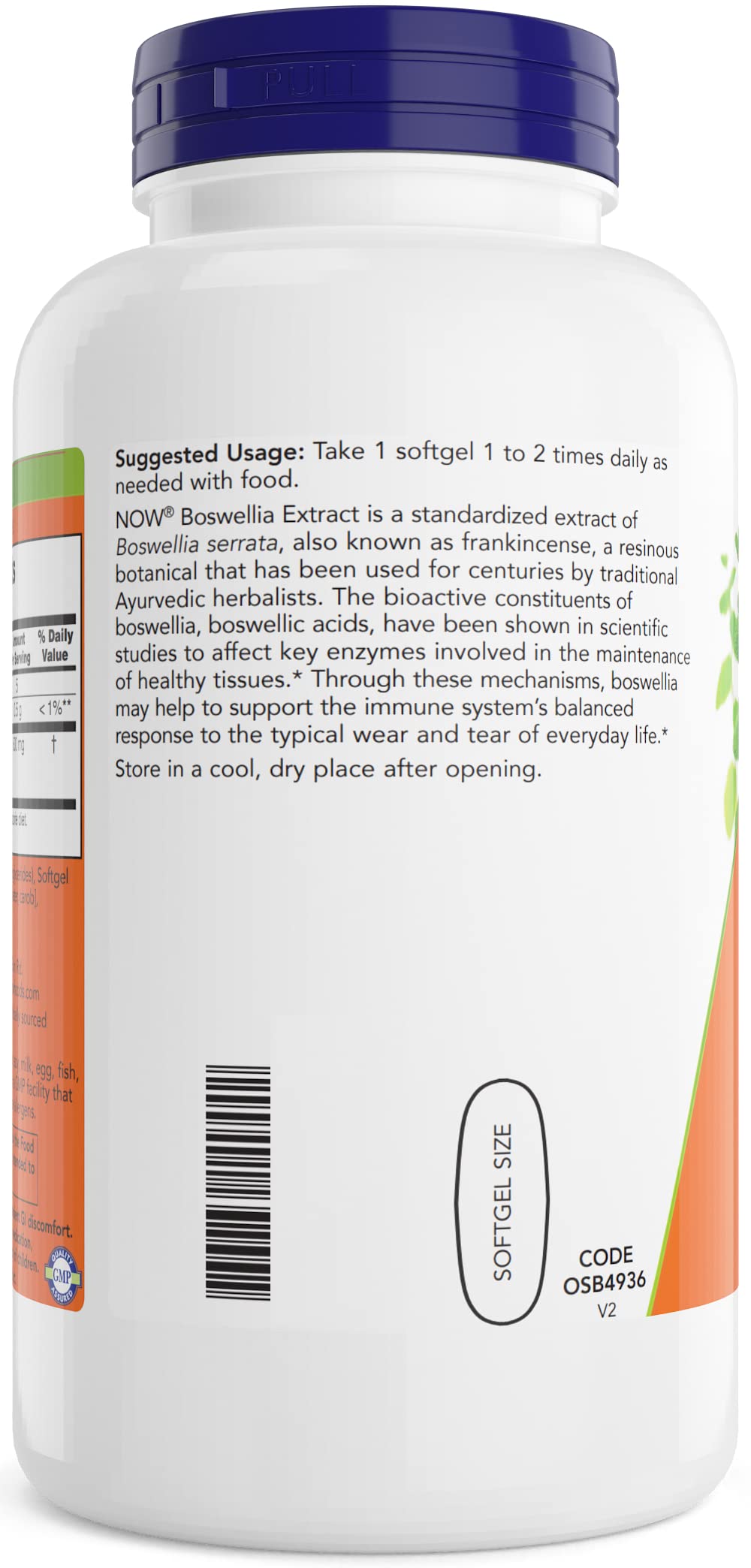 NOW Foods etiqueta legible con ingredientes y dosis recomendada