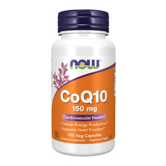 NOW CoQ10 frontal del envase mostrando diseño y dosis 150 mg