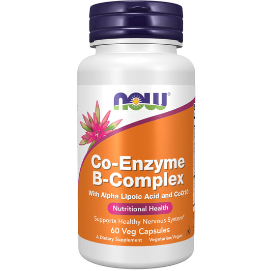 NOW Foods Co-Enzyme B Complex, botella, apoya la energía diaria.