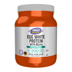 NOW Foods envase frontal del Egg White Protein mostrando presentación y sello de calidad