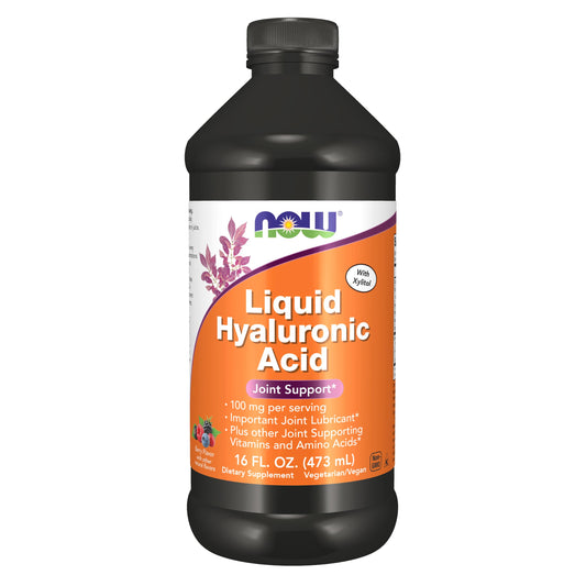 NOW Foods frente del envase mostrando la botella y beneficio de dosificación fácil