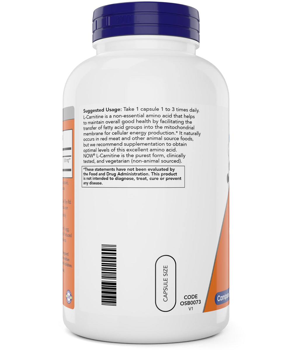 NOW Foods etiqueta en detalle indicando Carnipure y certificaciones