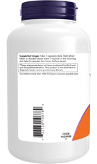 NOW Foods etiqueta con ingredientes y certificación GMP visible