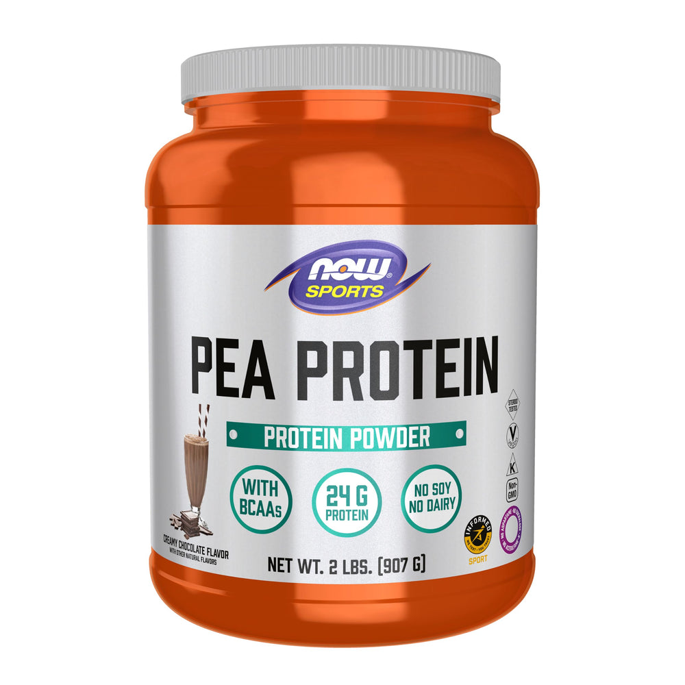 NOW Foods envase frontal del polvo proteína de guisante, aspecto atractivo
