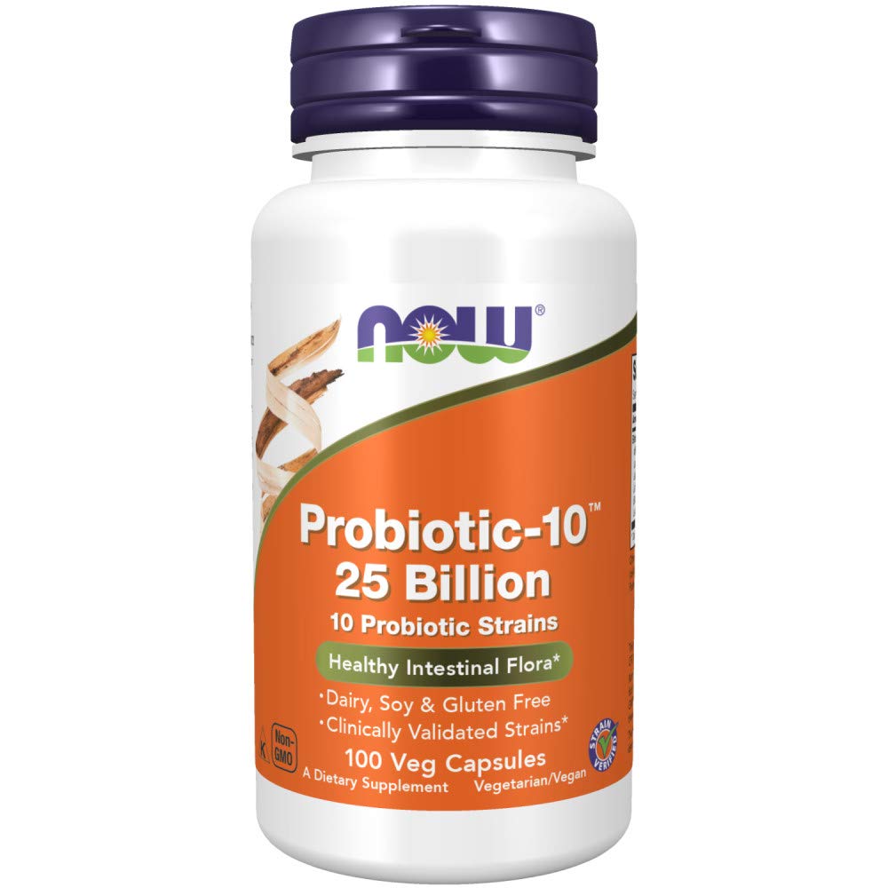 NOW Foods Probiotic-10 25 Billion bottle front for daily digestion support