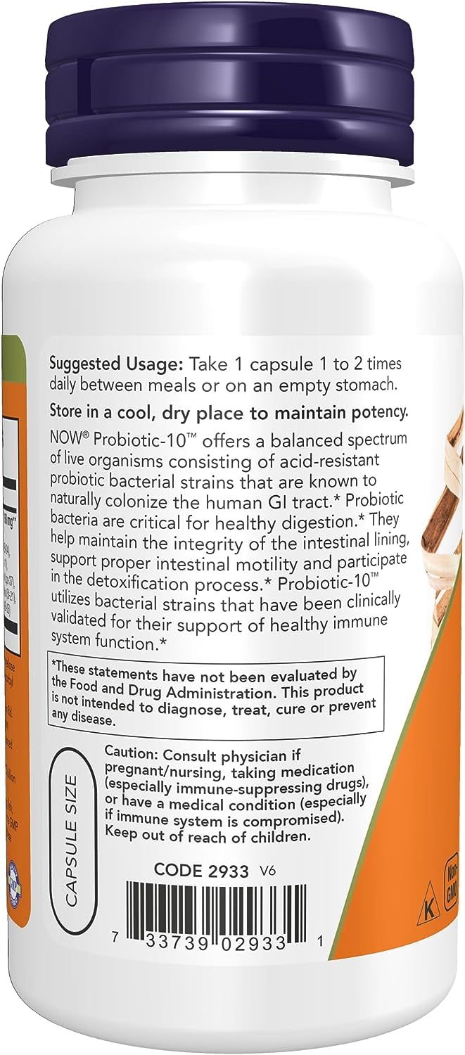 Now Foods envase abierto con cápsulas visibles para control de cantidad