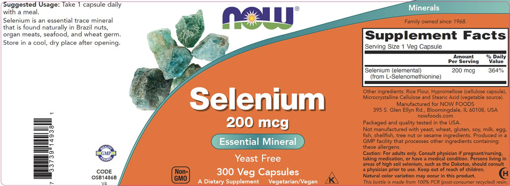 Now Foods sello de certificación vegana y kosher visible en etiqueta