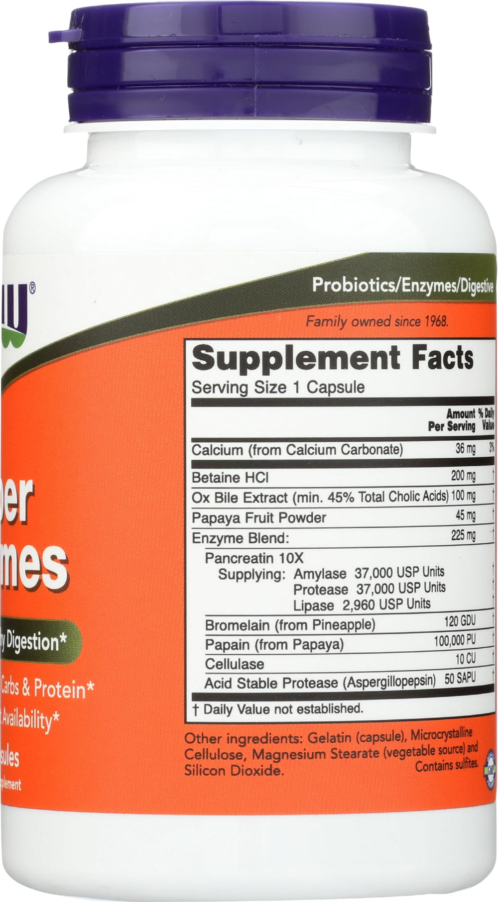 Now Foods primeros planos de ingredientes listados para transparencia