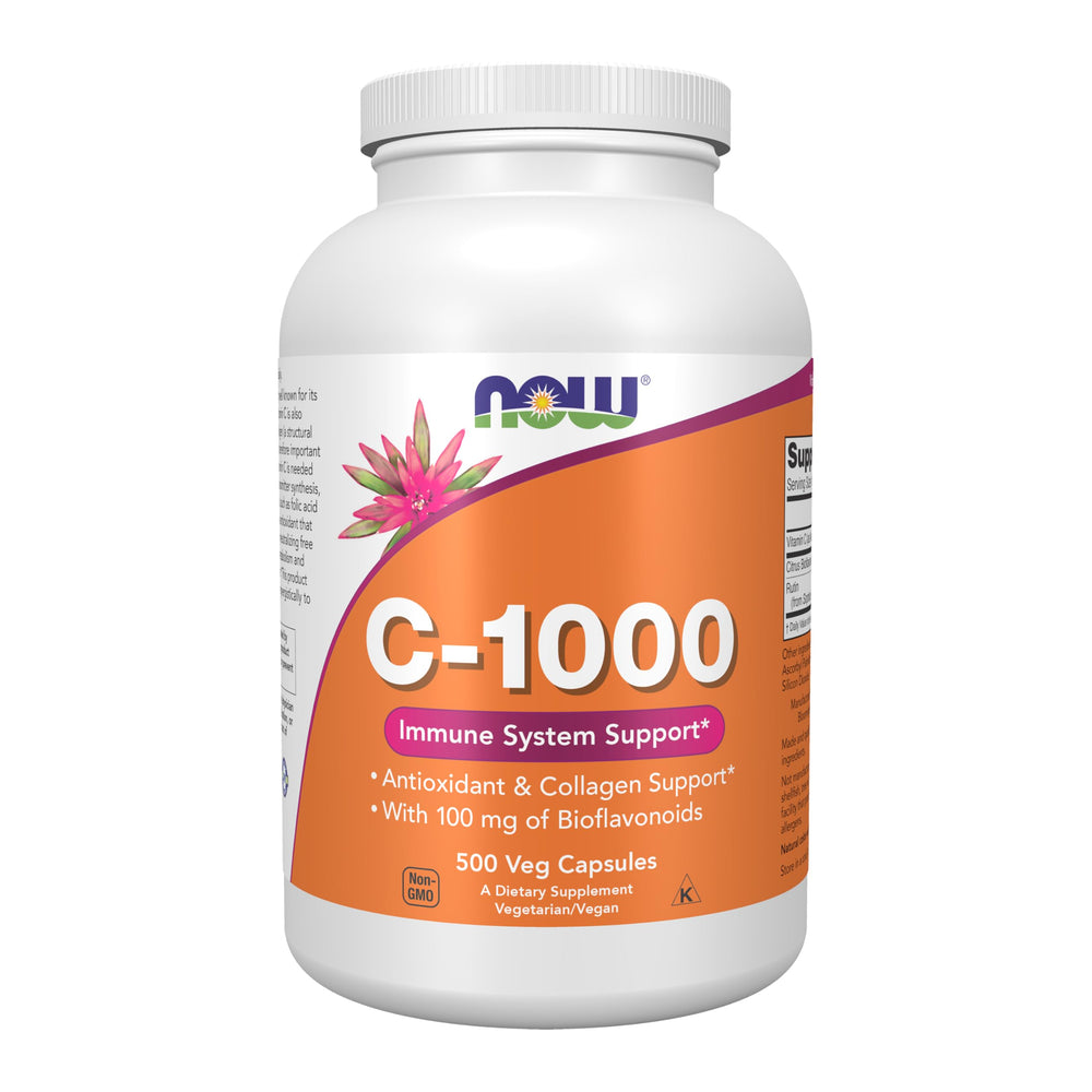 Now Foods frasco frontal mostrando 500 cápsulas y ahorro
