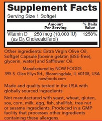 NOW Foods gota aceitosa de vitamina D3 mostrando formato lipídico