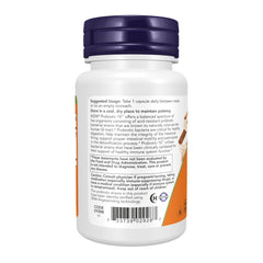 Etiqueta trasera de NOW Probiotic-10 mostrando lista de cepas y garantía de UFC