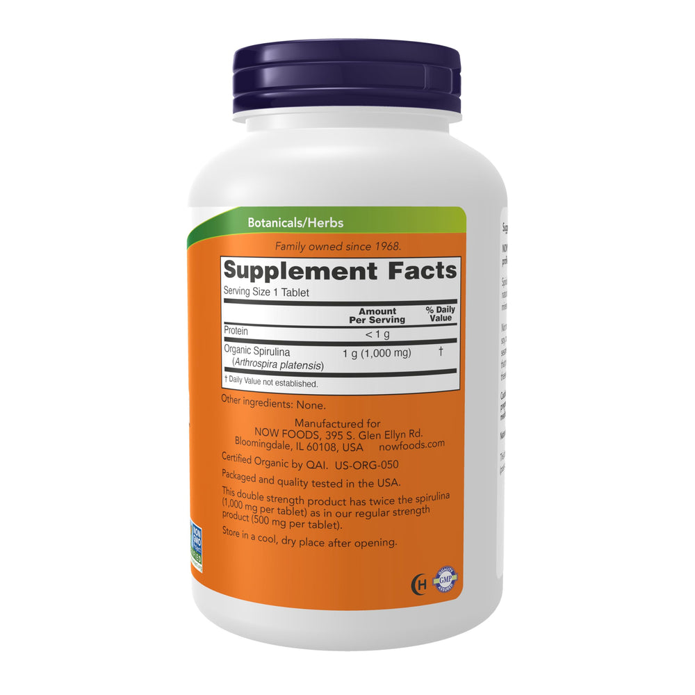 NOW Foods tabletas de Spirulina Doble Fuerza en pila, fácil dosificación y almacenamiento