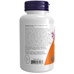 Gota de aceite MCT y softgel NOW Ubiquinol ilustrando mejor solubilidad y absorción
