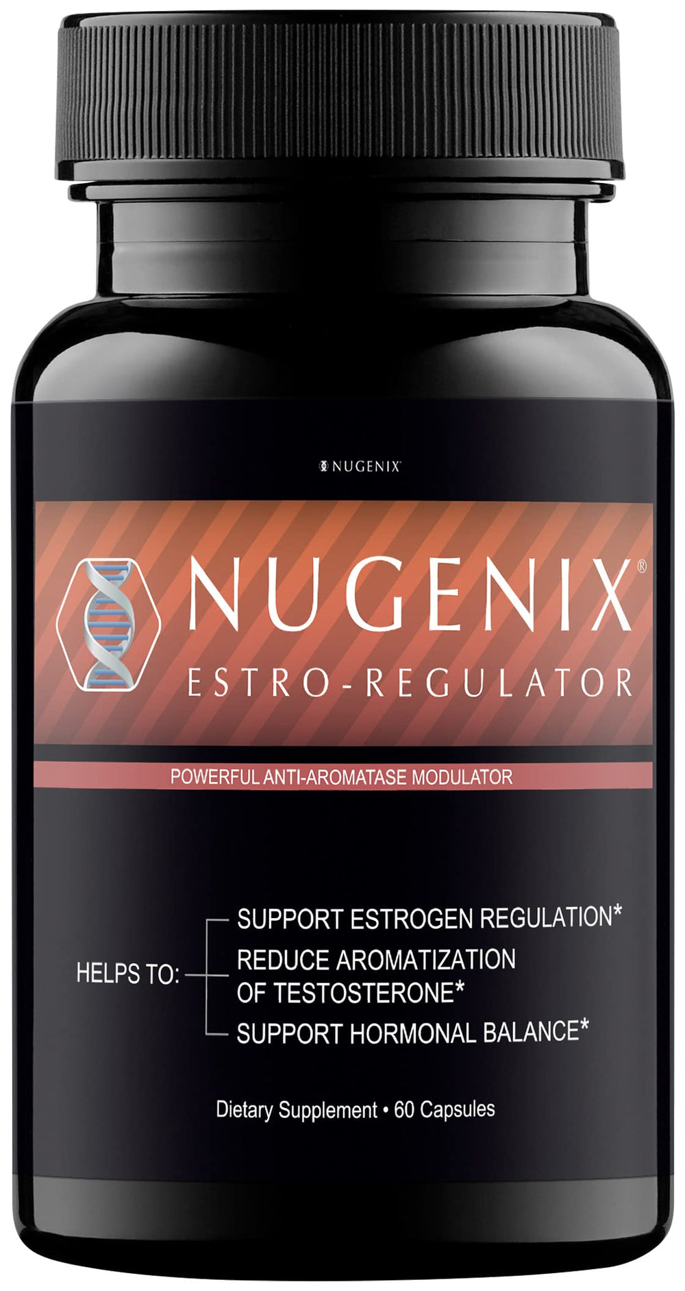 Nugenix Estro-Regulator frente del envase mostrando presentación y beneficio de control hormonal