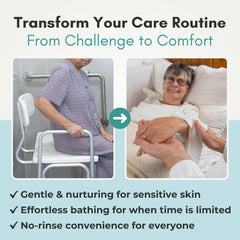 Nurture Valley cuidador usando toallita para baño sin enjuague eficiente