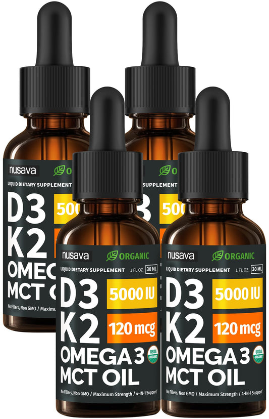 NUSAVA frontal del pack de 4 botellas mostrando formato y beneficios