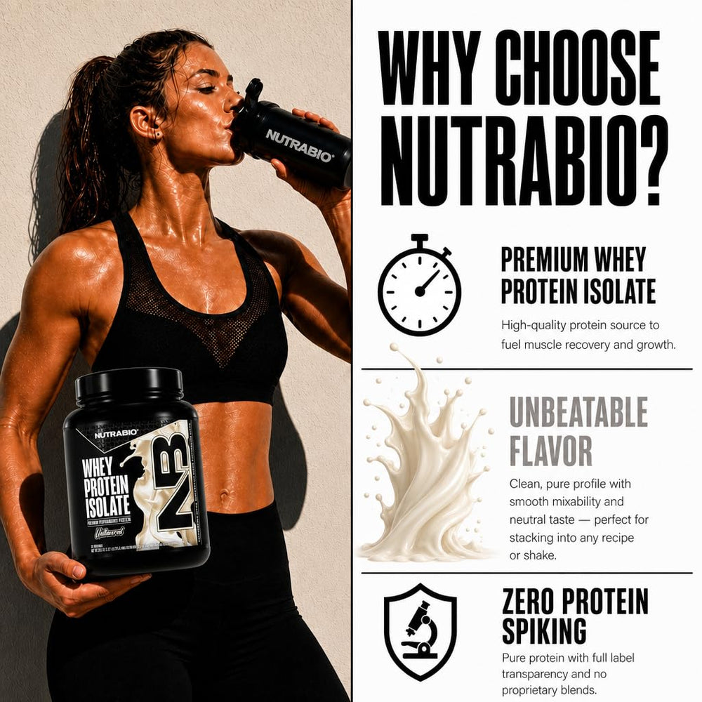 NutraBio batido en vaso listo para consumir tras el entrenamiento