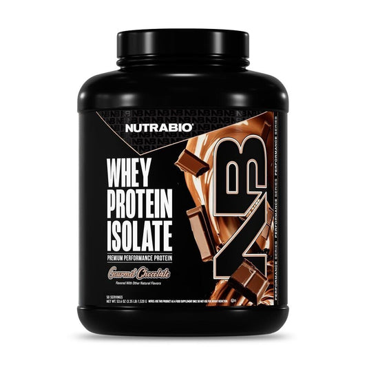 NutraBio empaque frontal sabor chocolate muestra calidad y pureza