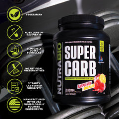 NutraBio Super Carb en vaso preparado, energía sostenida durante ejercicio
