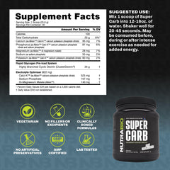 nutrabio vaso con Super Carb listo para beber durante entrenamiento