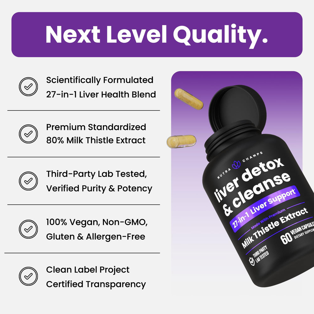 NutraChamps embalaje y sello cGMP destacando control de calidad y pureza