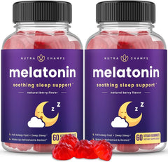 NutraChamps gominolas frente mostrando envase; facilita dosificar sueño natural