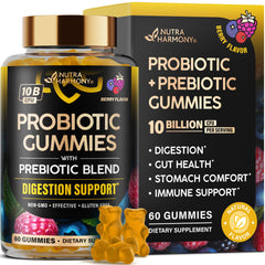 NUTRAHARMONY frasco frontal mostrando 60 gomitas y beneficio digestivo